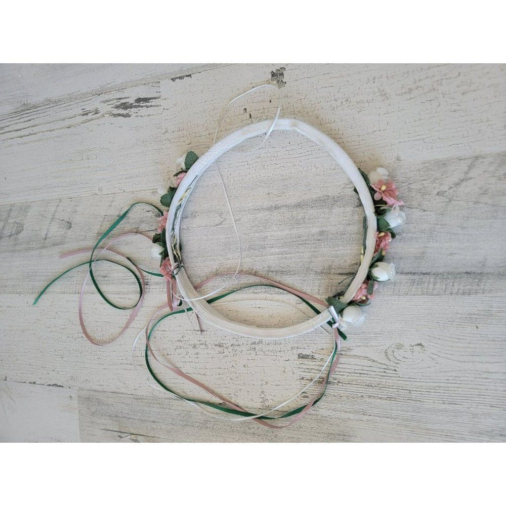 Pink‎ white flower crown Halloween costume band accessory